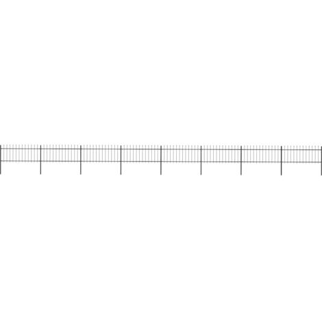 Garden Fence with Spear Top Steel 1426x80 cm Black vidaXL