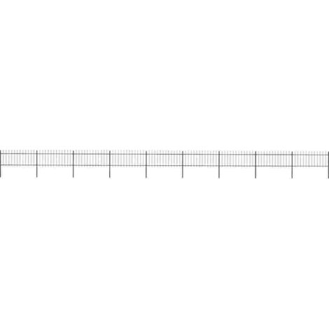 Garden Fence with Spear Top Steel 1603.5x80 cm Black vidaXL