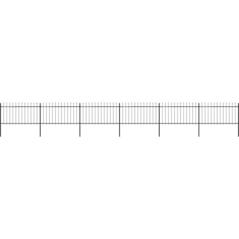Garden Fence with Spear Top Steel 1070x100 cm Black vidaXL