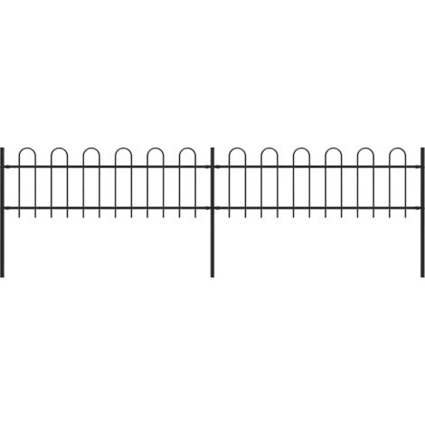 Garden Fence with Hoop Top Steel 359x60 cm Black vidaXL