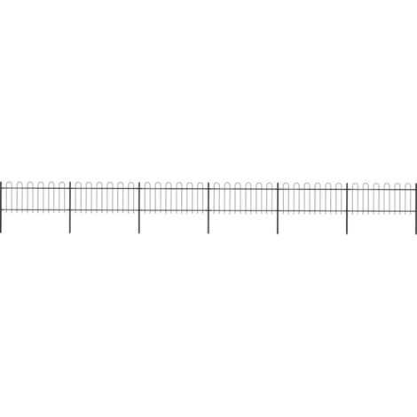 Garden Fence with Hoop Top Steel 1070x80 cm Black vidaXL