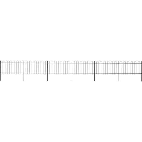 Garden Fence with Hoop Top Steel 1070x100 cm Black vidaXL