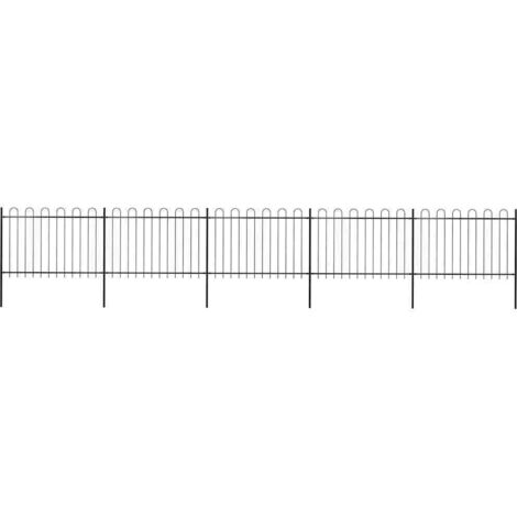 Garden Fence with Hoop Top Steel 8.5x1.2 m Black vidaXL