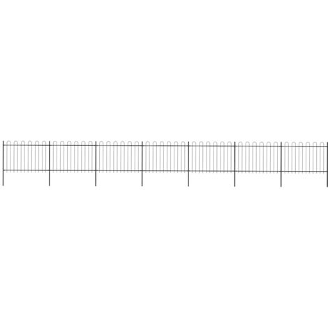 Garden Fence with Hoop Top Steel 1248x120 cm Black vidaXL