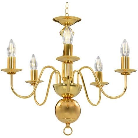 Chandelier Golden 5 x E14 Bulbs vidaXL