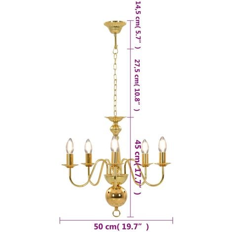 Chandelier Golden 5 x E14 Bulbs vidaXL