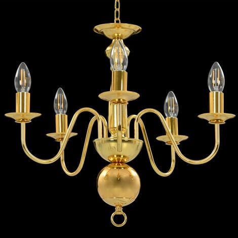 Chandelier Golden 5 x E14 Bulbs vidaXL