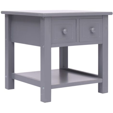 Side Table Grey 40x40x40 cm Paulownia Wood vidaXL (1/5)