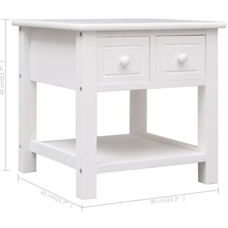 Side Table White 40x40x40 cm Paulownia Wood vidaXL