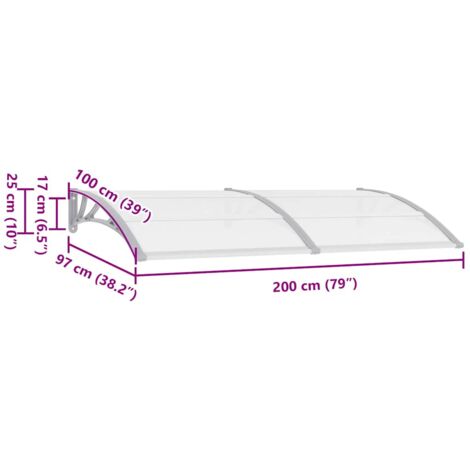 Door Canopy Grey 200x100 cm PC vidaXL