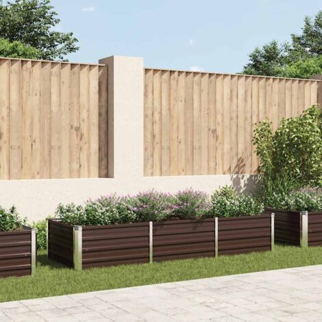 Garden Raised Bed Brown 240x80x45 cm Galvanised Steel vidaXL