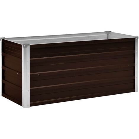 Garden Raised Bed Brown 100x40x45 cm Galvanised Steel vidaXL