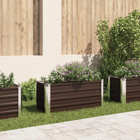 Garden Raised Bed Brown 100x40x45 cm Galvanised Steel vidaXL