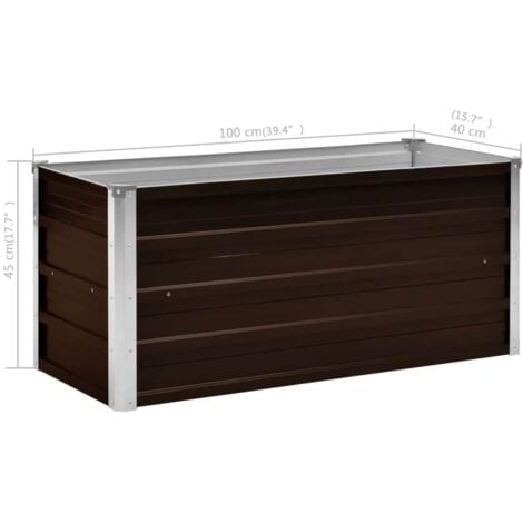 Garden Raised Bed Brown 100x40x45 cm Galvanised Steel vidaXL