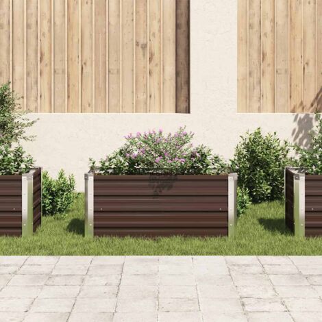 Garden Raised Bed Brown 100x40x45 cm Galvanised Steel vidaXL