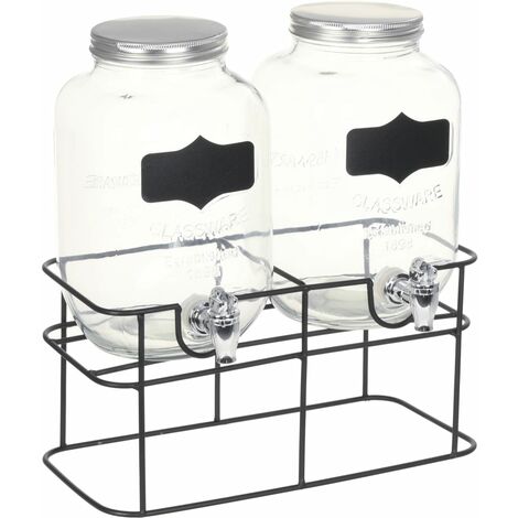 Beverage Dispensers 2 pcs with Stand 2 x 4  L Glass vidaXL