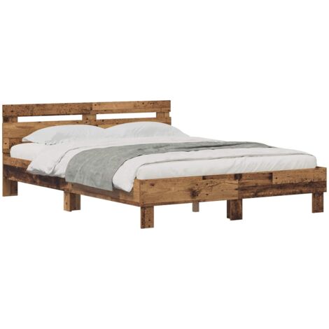 Bed Frame with Headboard Old Wood 120 x 200 cm Engineered Wood vidaXL