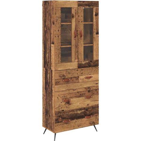 Highboard Cabinet with Shelf 2 pcs Old Wood Engineered Wood vidaXL (1/5)