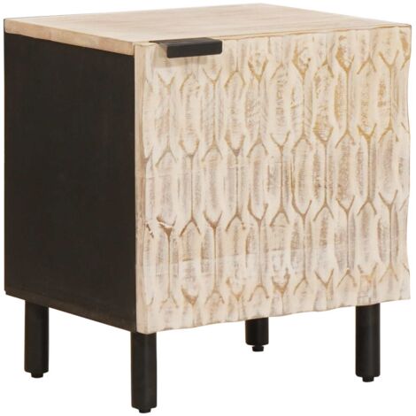 Bedside Cabinet White 40 x 33 x 46 cm Solid Mango Wood vidaXL (1/5)