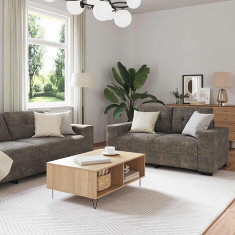 Sofa 3 pcs Dark Grey Artificial Leather vidaXL (1/5)