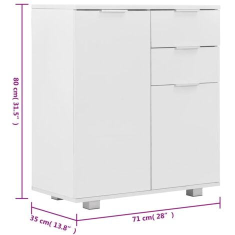 Sideboard High Gloss White 71x35x80 cm Engineered Wood vidaXL