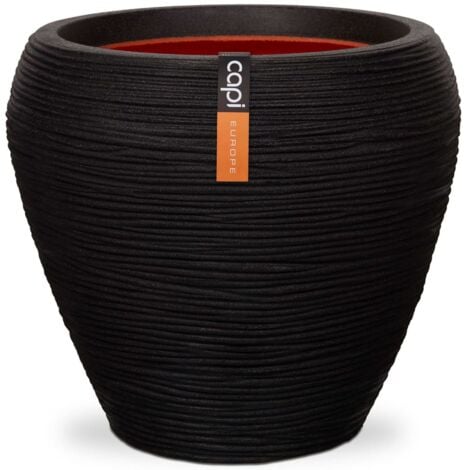 Vase Nature Rib Tapered 42x38 cm Black KBLR362 Capi