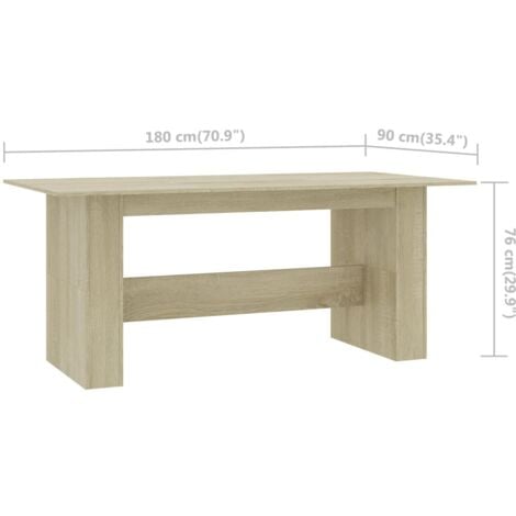 Dining Table Sonoma Oak 180x90x76 cm Engineered Wood vidaXL