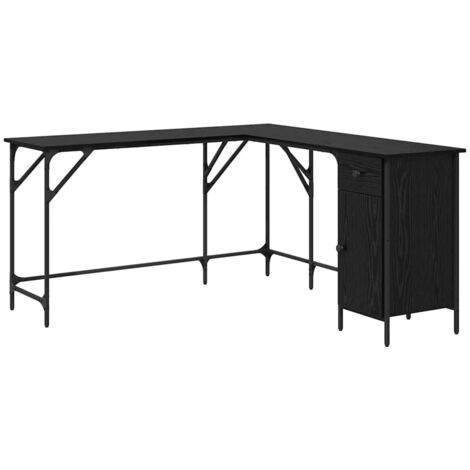 Desk Black Oak 141 x 141 x 75 cm Engineered Wood vidaXL