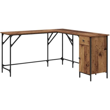 Desk Old Wood 141 x 141 x 75 cm Engineered Wood vidaXL