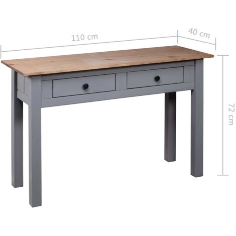 Console Table Grey 110x40x72 cm Solid Pine Wood Panama Range vidaXL