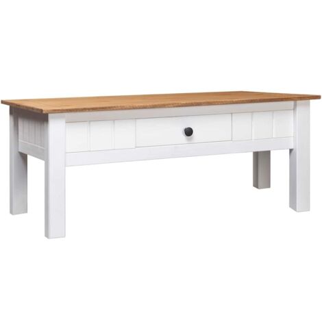 Coffee Table White 100x60x45 cm Solid Pine Wood Panama Range vidaXL