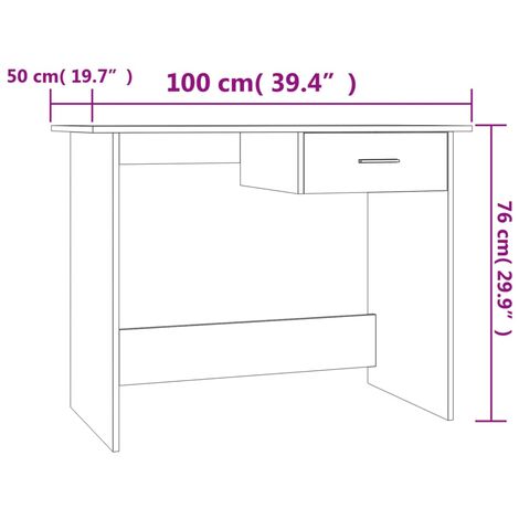 Desk Concrete Grey 100x50x76 cm Engineered Wood vidaXL