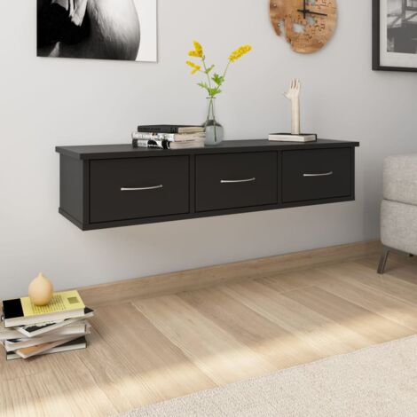 Wall-mounted Drawer Shelf Black 88x26x18.5 cm Engineered Wood vidaXL