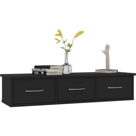 Wall-mounted Drawer Shelf Black 88x26x18.5 cm Engineered Wood vidaXL