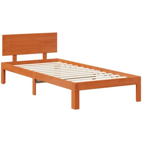 Bed Frame with Headboard Wax Brown 70 x 190 cm Solid Pine Wood vidaXL (1/5)