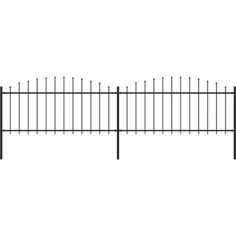 Garden Fence with Spear Top Steel (0.5-0.75)x3.4 m Black vidaXL