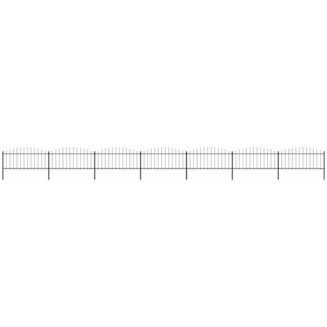 Garden Fence with Spear Top Steel (0.5-0.75)x11.9 m Black vidaXL