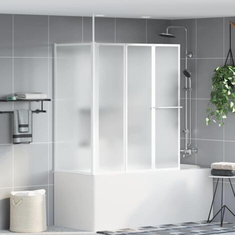 Bath Screen Folding Frosted Aluminium vidaXL (1/5)