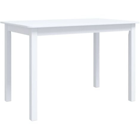 Dining Table White 114x71x75 cm Solid Rubber Wood vidaXL