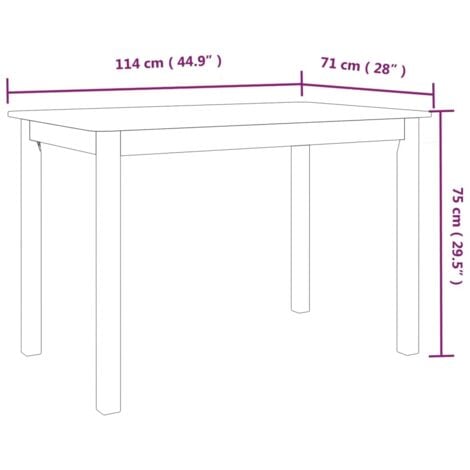 Dining Table White 114x71x75 cm Solid Rubber Wood vidaXL