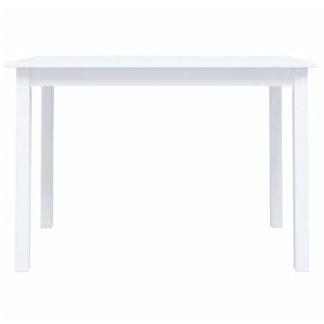 Dining Table White 114x71x75 cm Solid Rubber Wood vidaXL