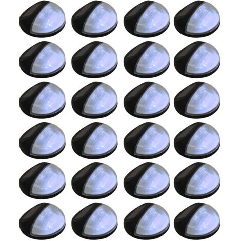 Outdoor Solar Wall Lamps LED 24 pcs Round Black vidaXL