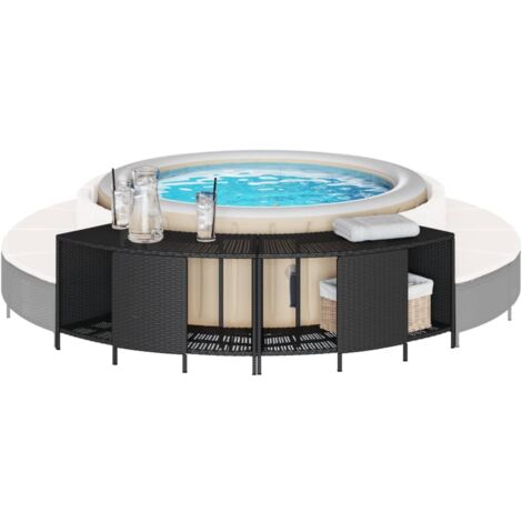 Storage Shelves for Hot Tub 2 pcs Black Poly Rattan vidaXL (1/5)