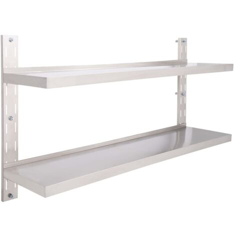 Étagère Murale 2 Niveaux Inox 150x30 Cm Pour Cuisine, Marque VidaXL