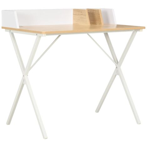 Desk White and Natural 80x50x84 cm vidaXL