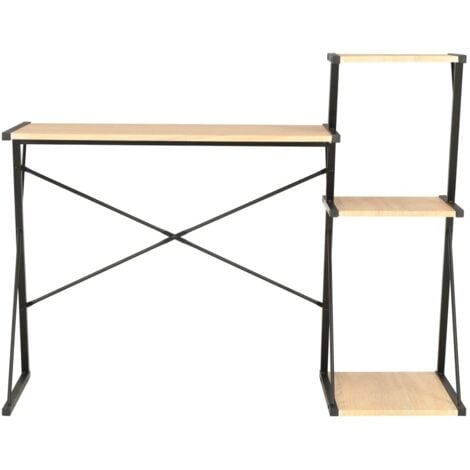 Desk with Shelf Black and Oak 116x50x93 cm vidaXL