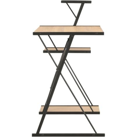 Desk with Shelf Black and Oak 116x50x93 cm vidaXL
