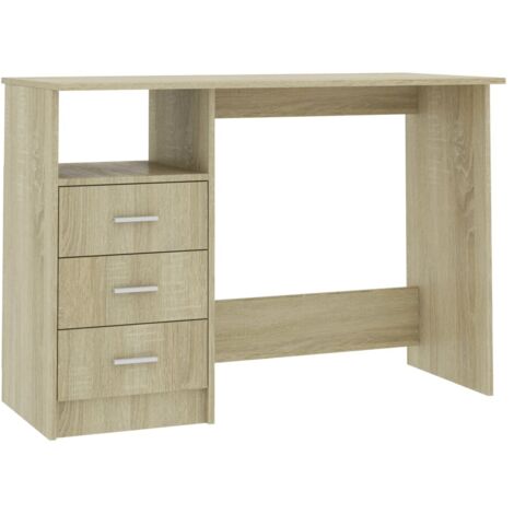 Desk with Drawers Sonoma Oak 110x50x76 cm Engineered Wood vidaXL (1/5)
