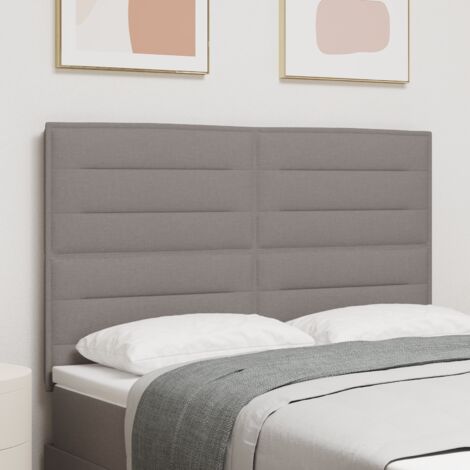 LED Headboard with LED Strip Lights Manual Taupe 144 cm Fabric vidaXL