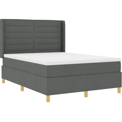 Box Spring Bed with Mattress Dark Grey 140 x 190 cm Fabric vidaXL (1/5)